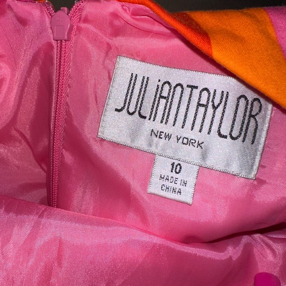 Julian Taylor New York colorful sleeveless belted  dress size 10 - Picture 5 of 6